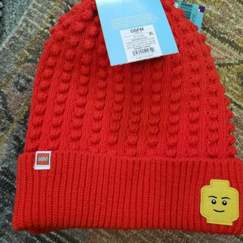Lego X Target Collection Adult Beanie Hat Knit NWT Minifigure Patch Red